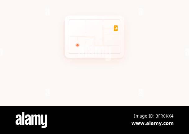 Animated Emergency Evacuation Map Icon with Glowing Path and Coral ...