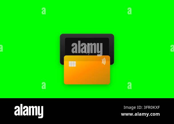 Terminal Vector Icon Gold Contactless Payment Card Tapping Terminal with Glowing Orange ...