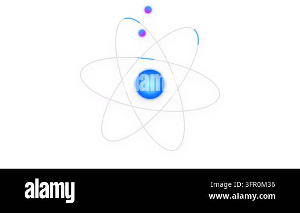A high-quality 2D flat vector illustration of a quantum atom featuring ...