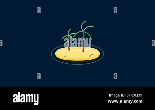 Stylized Tropical Island Icon with Swaying Palm Trees and Rhythmic ...