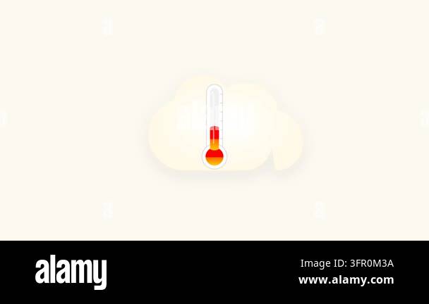 Vibrant Glowing Cloud Icon with Internal Rising Thermometer Temperature ...