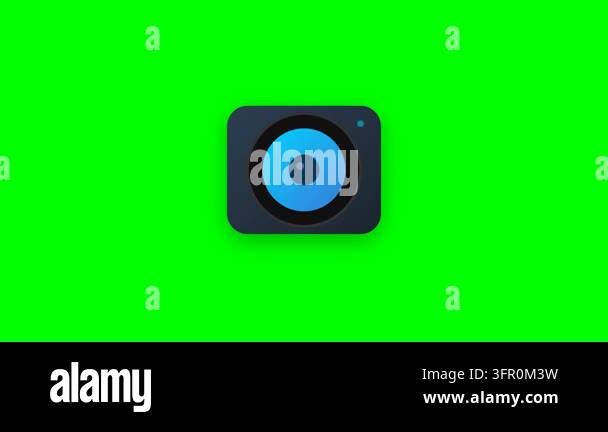 Video Call Camera Lens Icon with Pulsing Connection Ring and Teal Blue ...