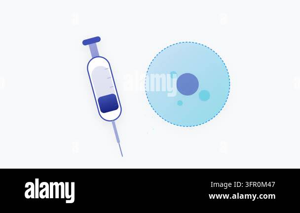 Rounded Medical Syringe Injecting Glowing Genetic Particles into ...