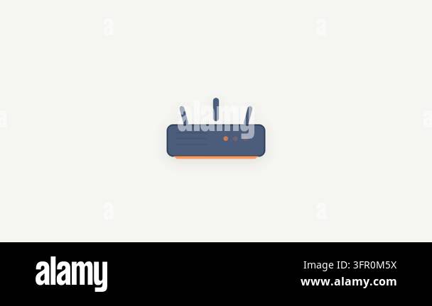 Network Devices Router Waves Enterprise Networking Router with Concentric Warm Orange Signal Waves ...
