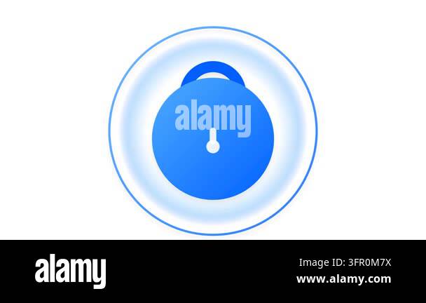 Electric Blue Padlock Icon Locking with Expanding Cobalt Shield ...
