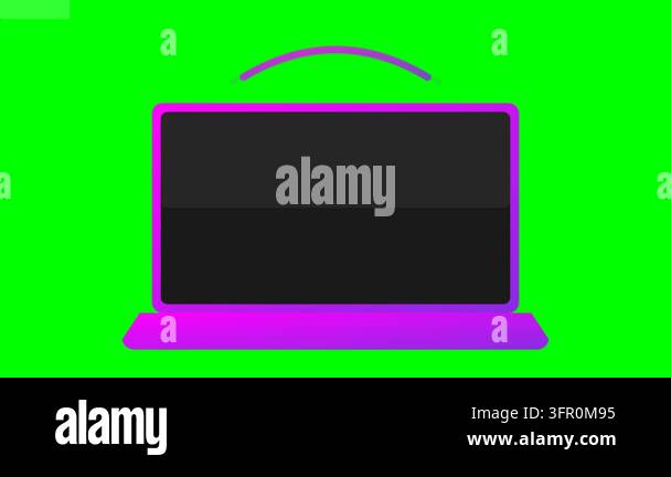 Flat Laptop Icon with Radiating Magenta and Violet Wireless Signal Arcs ...