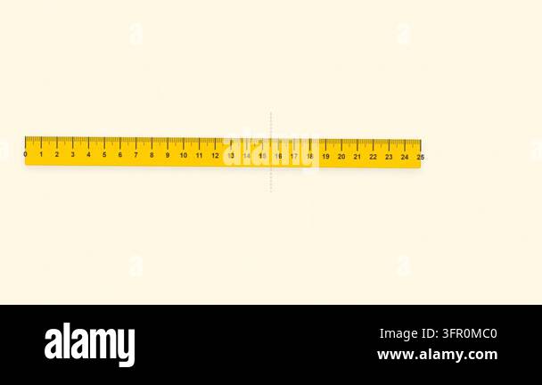 Yellow Plastic Ruler Measuring on Paper Background Flat Icon Animation ...