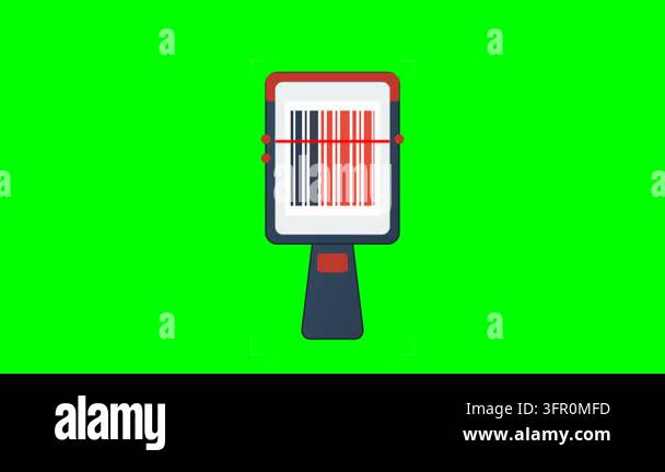 Industrial Barcode Scanner with Neon Red Laser Sweep Motion Graphic ...