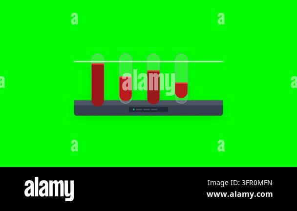 Automated Medical Blood Sample Test Tube Rack with Crimson Liquid Vials ...