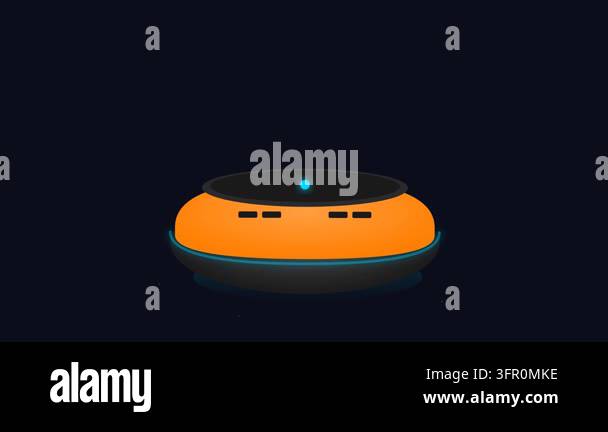 Autonomous Robotic Warehouse Picker Pod with Glowing Blue Ring and ...