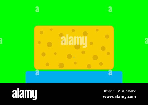 2D Flat Icon Motion Graphic of a Yellow Sponge Absorbing Blue Water ...