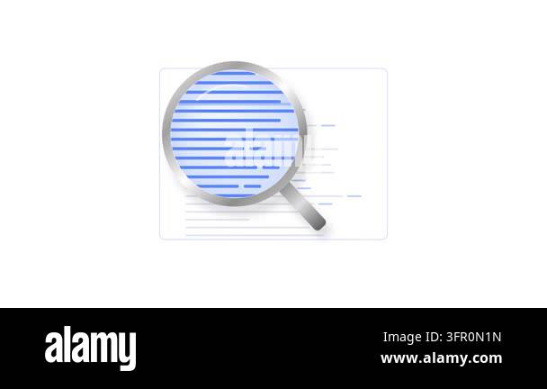 Image Computer Scannner Silver Magnifying Glass Scanning Blue Document Interface Seamless Loop ...