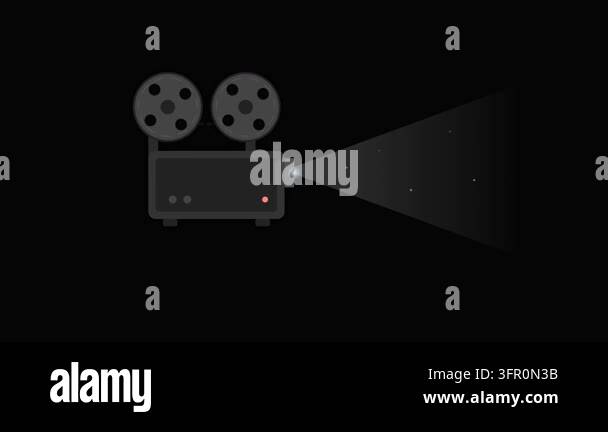 Vintage Cinema Projector Icon Motion Graphic with Glowing Light Beam ...
