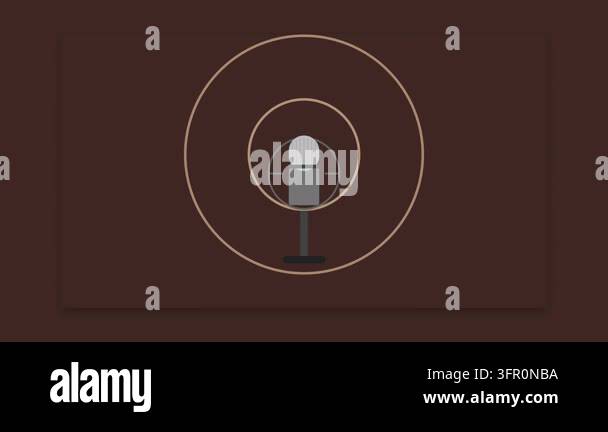 Radiating Object Classic Studio Microphone with Radiating Sonic Waves on Deep Chocolate ...