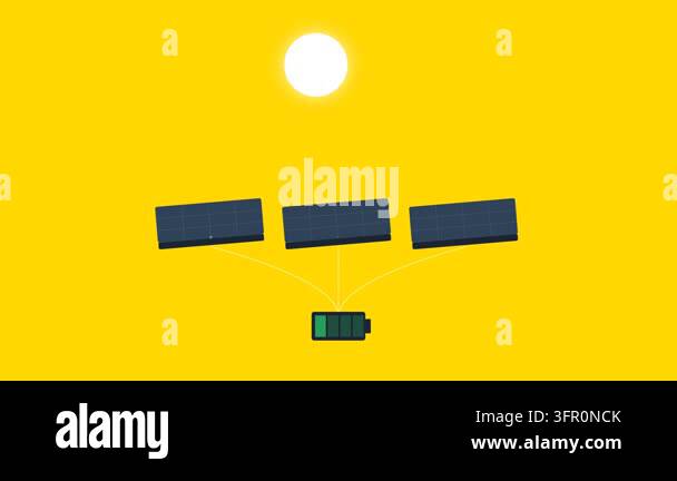 Solar Panel Array Tracking Sun with Energy Storage Battery Charging ...