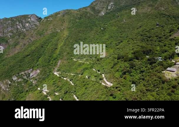 Aerial view revealing the ancient ruins and agricultural terraces of ...