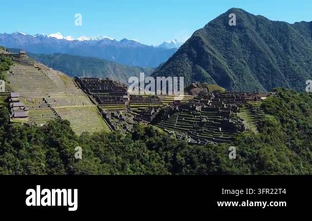 Panoramic view of the ancient inca citadel of machu picchu. Historical ...