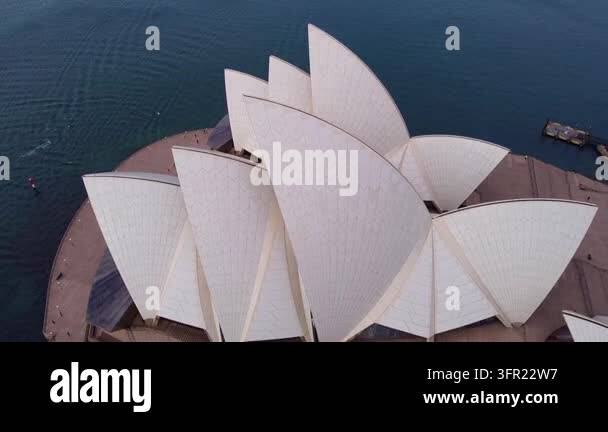 Unique aerial perspective showing the iconic shell roof of the sydney ...