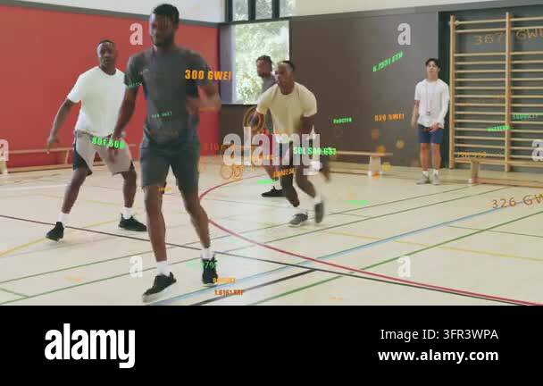 Right guard dribbling, five players rotating and passing while crypto ...