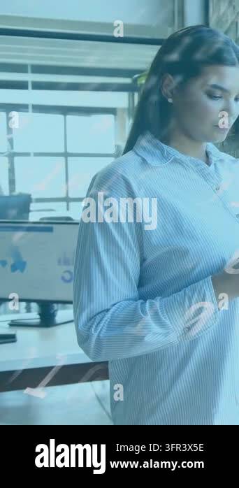 Screen Recorder Vector Vertical video: Woman scrolling phone, recording marketing memo while ...