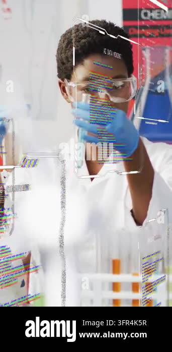 Vertical video: Student grabbing test tubes in chem lab, comparing ...