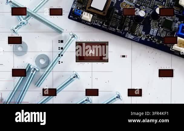 Camera Block Model AI block appearing overlay forming tagged tiles linking AI, camera ...