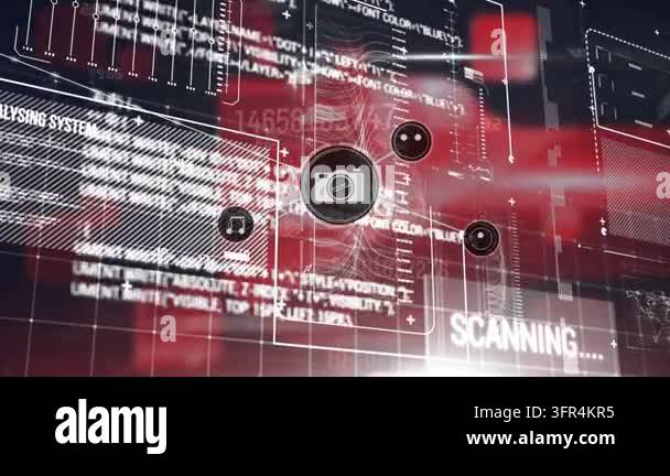 Animation of microscope over digital data processing Stock Video ...