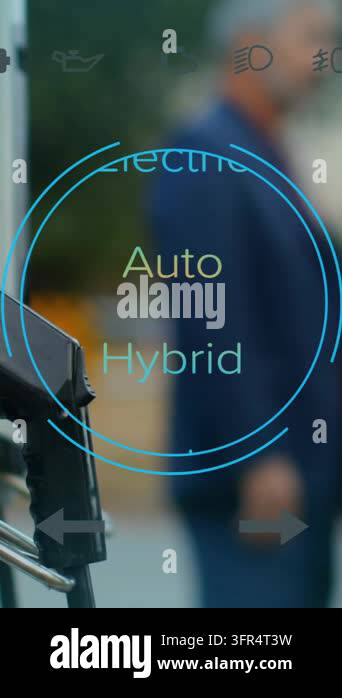 Animation of interface with charging battery icon and speedometer over ...