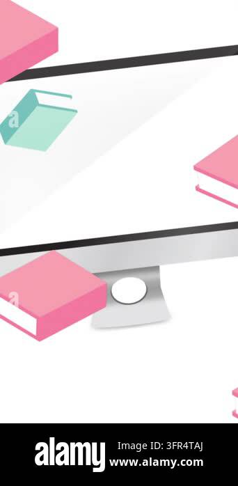 Animation of school items icons moving on white background. school ...