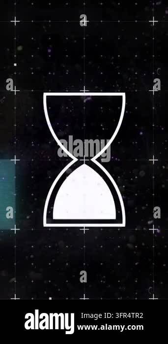 Animation of egg timer icon on black background. communication ...