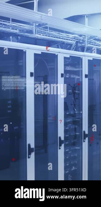 Animation of digital data processing over computer servers. Global ...