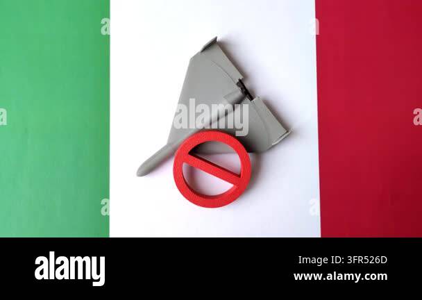 A Shahed drone featuring a prohibition symbol superimposed on the ...