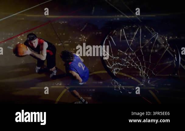 Overlay Html Over Video Sports player shifting and shooting layup scoring defender contesting ...