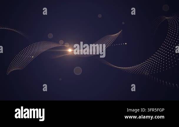 Elegant golden dot waves ripple across a deep purple background with ...