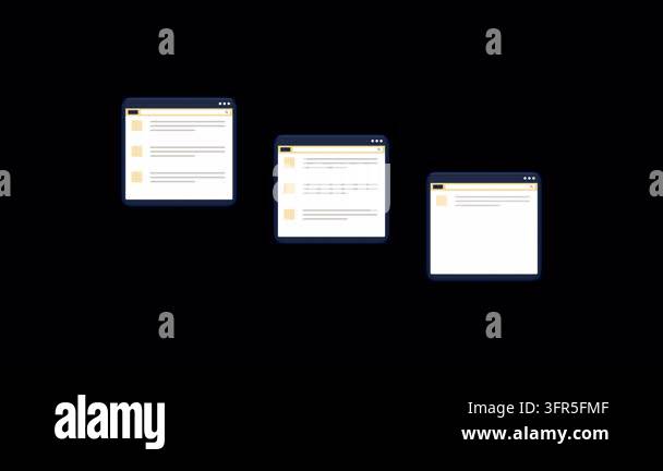 Minimalist floating web windows with checkmark lists and progress bars ...