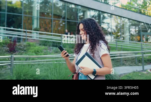 Using Cell Phone Vector Caucasian woman holding laptop with using on mobile phone walking city ...