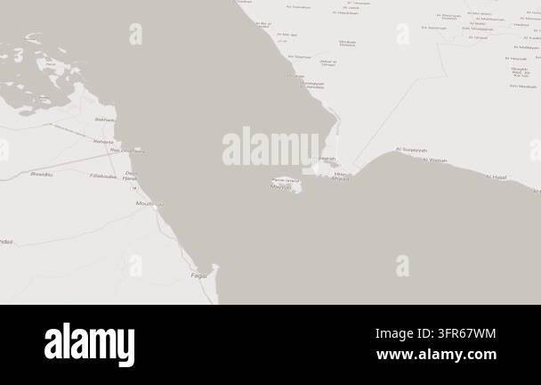 Bab el Mandeb strait map visualization zoom out with geographic borders ...