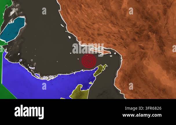 Animated map shows strait of hormuz with countries like iran and oman ...