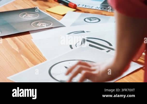 Top view of business people working together to choosing color from ...