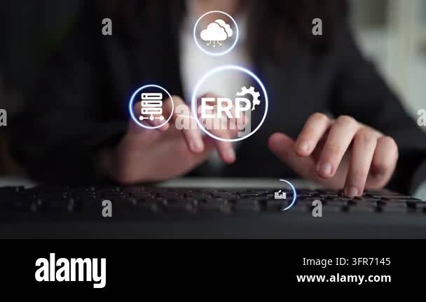 ERP icons show management, integration, and business process. ERP ...
