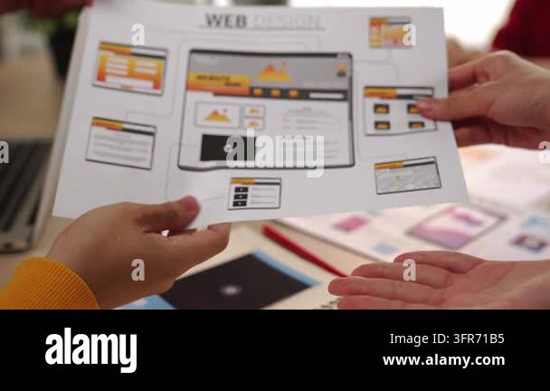 Excellent startup company employee presenting user interface prototype ...