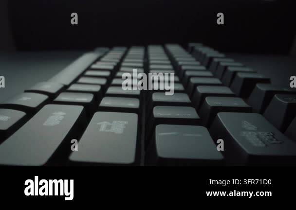 Close-up macro view of keyboard on the laptop computer or desktop ...