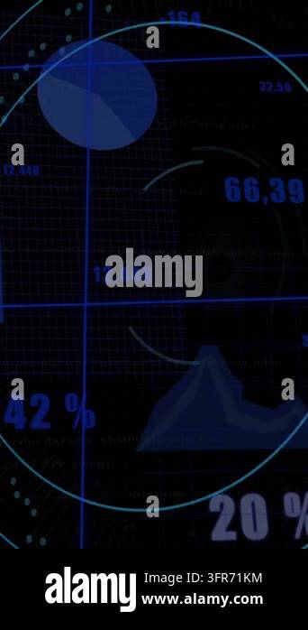 Animation of security padlock icon on round scanner against statistical ...