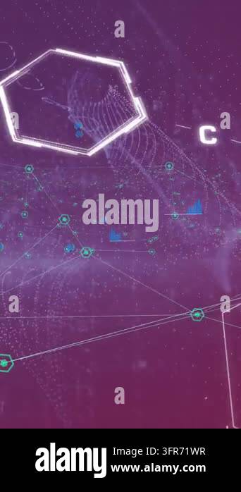 Animation of chemical structures, security padlock and network of ...