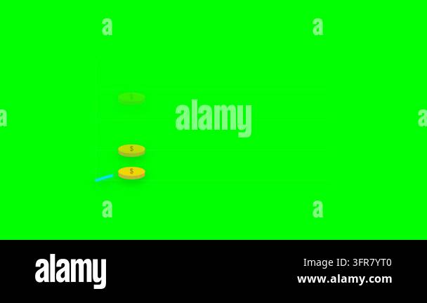 Gold Coins Accumulating in Vertical Stack with Rising Blue Financial ...
