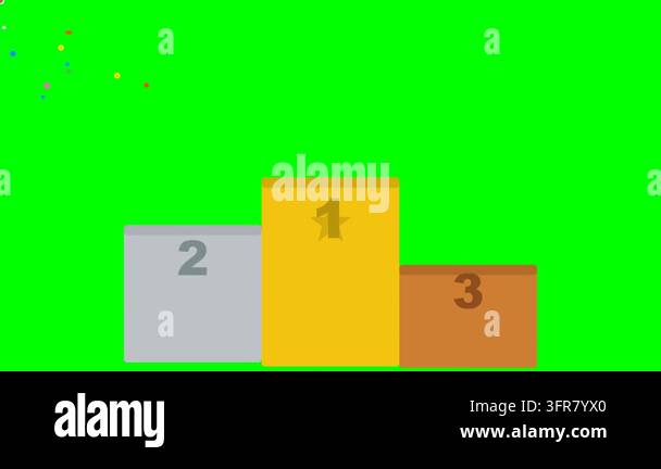 2D Winner Podium Motion Graphic with Rising Blocks and Falling Confetti ...