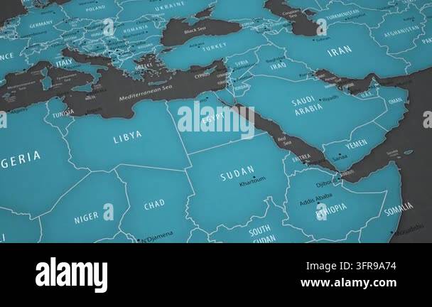 Animated political map showing the location of Egypt in North Africa ...