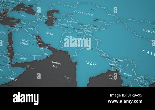 Animated political map showing Pakistan in South Asia with smooth ...