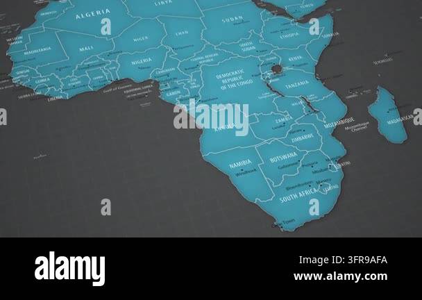 Animated political map showing the location of South Africa at the ...