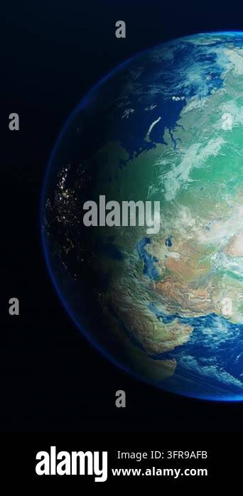 Realistic animated planet Earth rotating in space with visible Europe ...